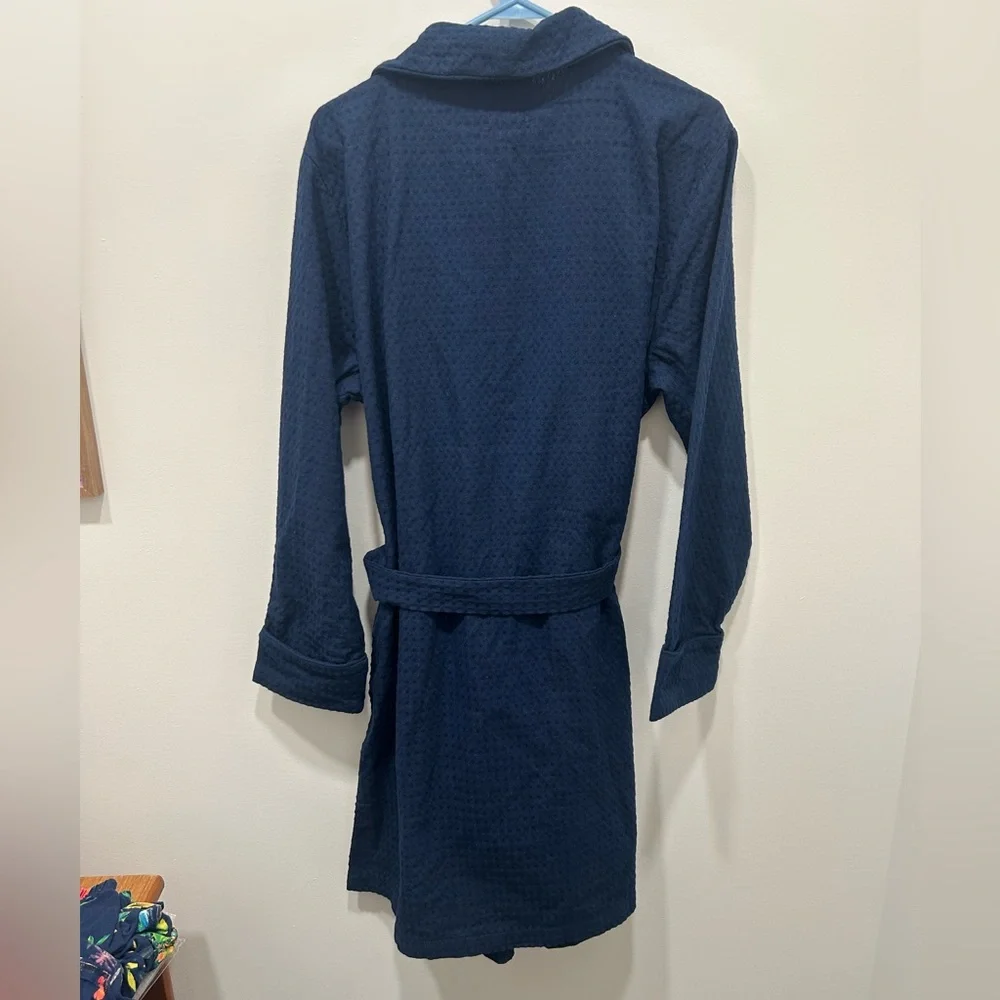 Land’s End Robe Women's XL Navy Waffle‎ Resort Mid-Length Tie Front